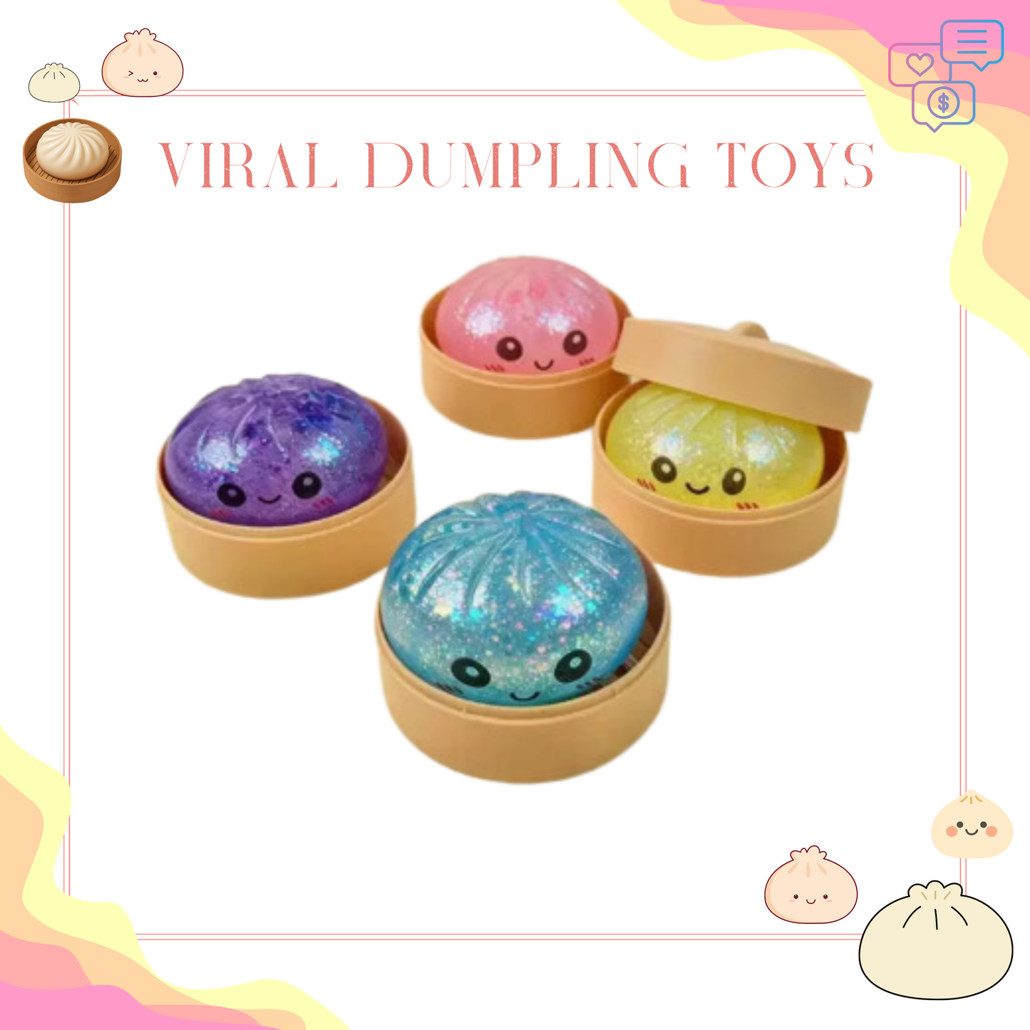 Squishy Toy - Viral Dumpling, Glitter - PREORDER 3/11-3/14