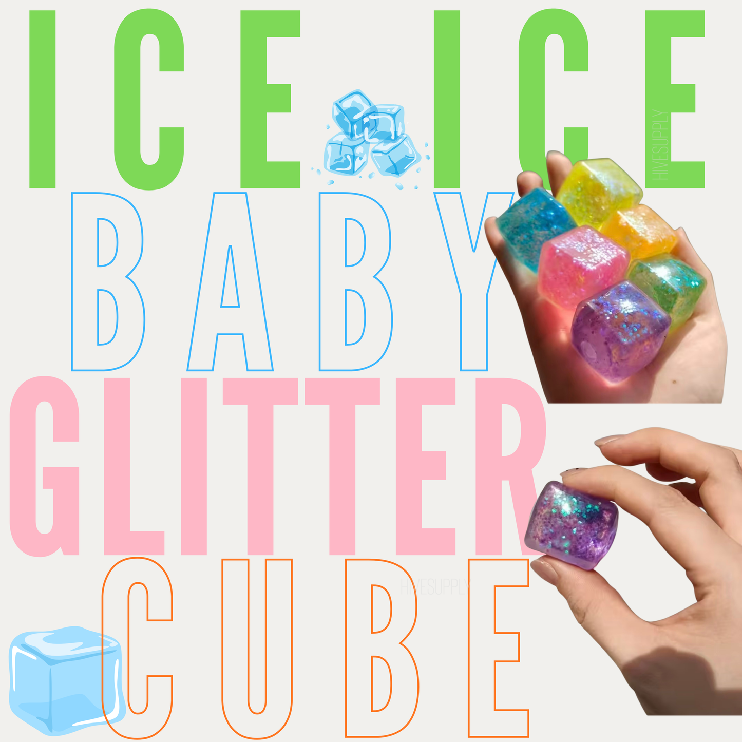 Ice Cube Squishy Toy - Glitter - PREORDER