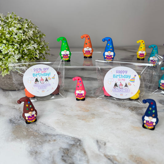 Gnome Figurines - Birthday Assortment (3 pack) - 20% Off Sticker