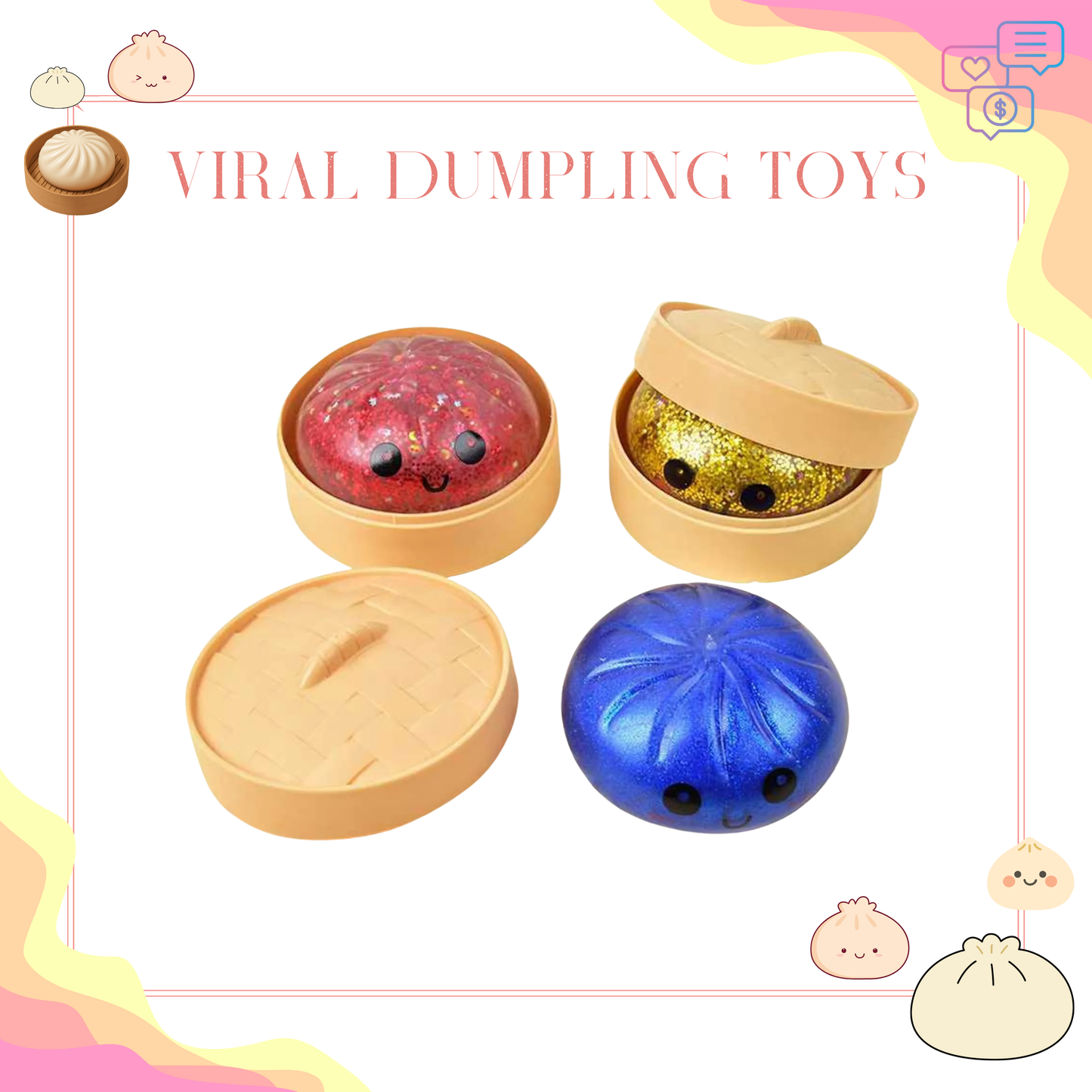 Squishy Toy - Viral Dumpling, Glitter - PREORDER 3/11-3/14