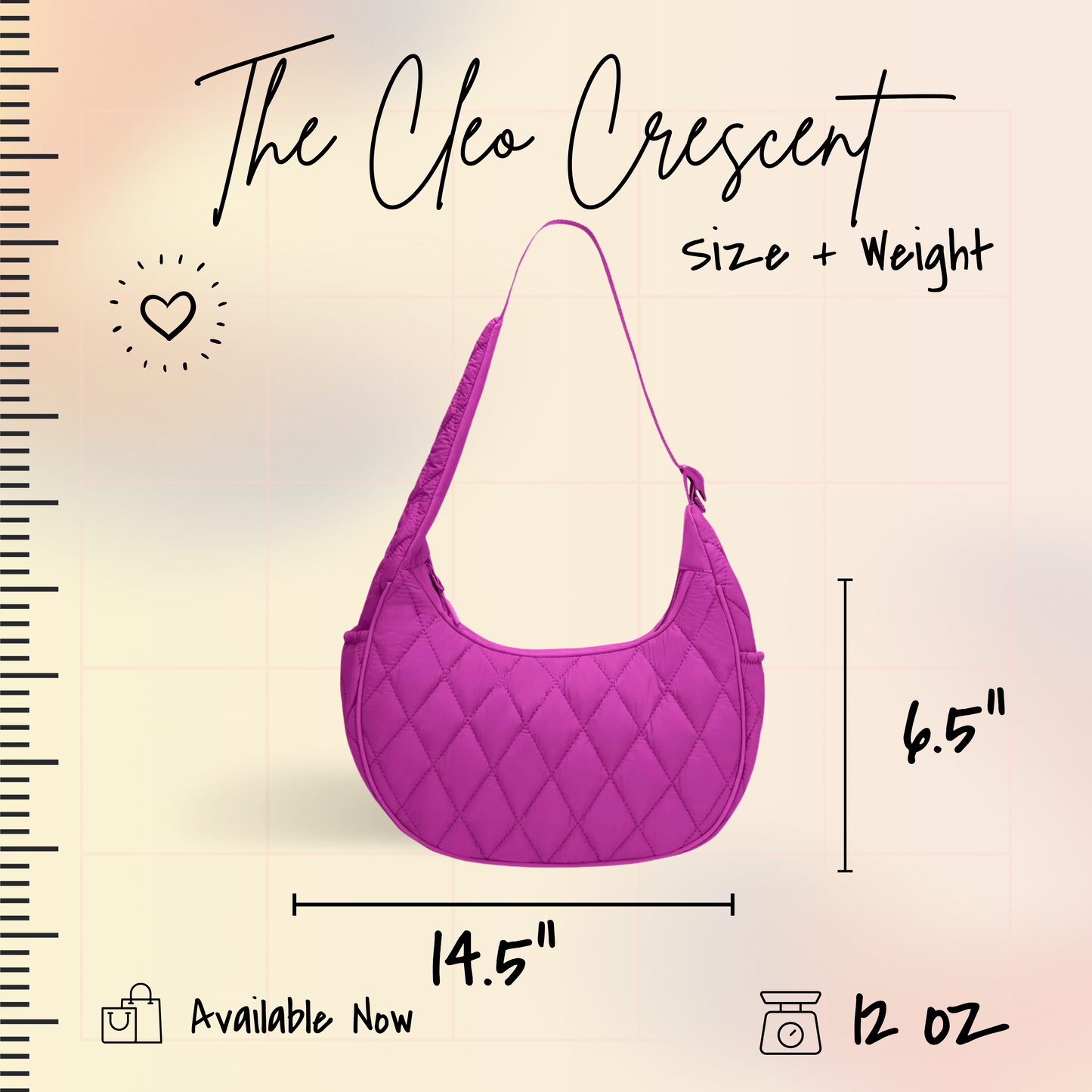 Cleo - Quilted Crescent Handbag - PREORDER 9/10-9/13