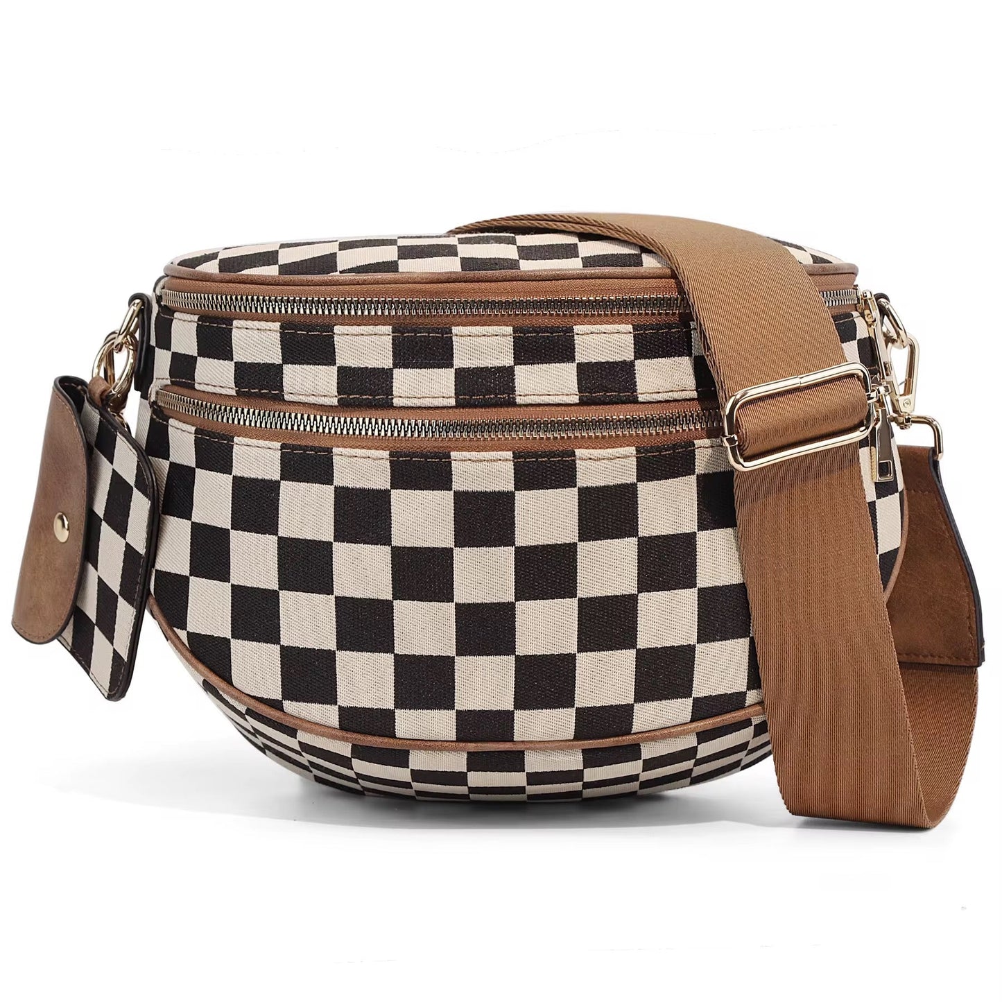 The Roni Crossbody - Canvas Tan Black Check