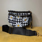 The Roni Nylon Crossbody - Black Gingham Daisy Floral