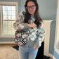 The Roni Nylon Crossbody - Black Gingham Daisy Floral