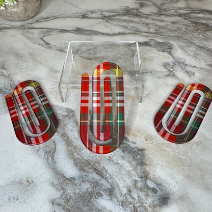 Jumbo Paperclip - Red & Green Plaid