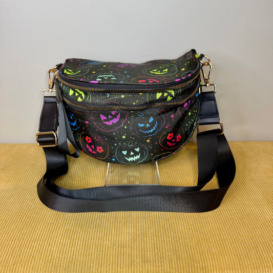 The Roni Nylon Crossbody - Halloween Fall Rainbow Pumpkin Faces