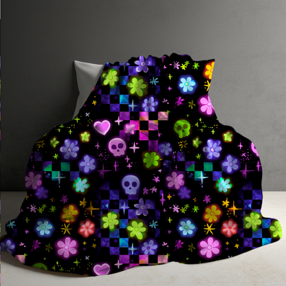Blanket Halloween #11 - Skull Check Floral Star