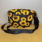 The Roni Nylon Crossbody - Floral Yellow Sunflower on Black
