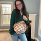 The Roni Nylon Crossbody - Checkered Camel