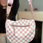 The Roni Nylon Crossbody - Checkered Medium Pink
