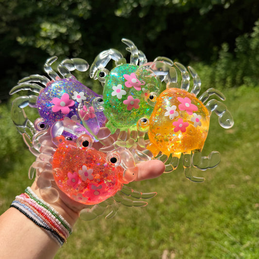 Squishy Toy - Glitter Crab + Flowers