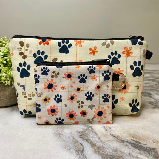 Pouch & Mini Pouch Bundled Set - Dog Cat Sunflower Paw