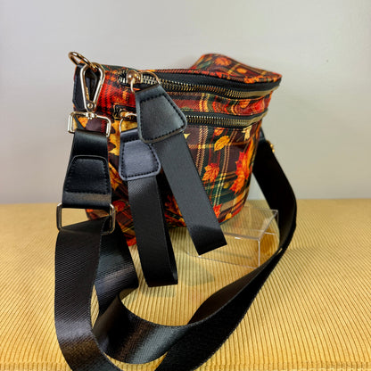 The Roni Nylon Crossbody - Fall Plaid Leaves