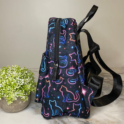 Mini Backpack - Cat Neon Outline