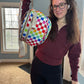 The Roni Nylon Crossbody - Checkered Colorful White