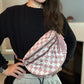 The Roni Nylon Crossbody - Checkered Medium Pink