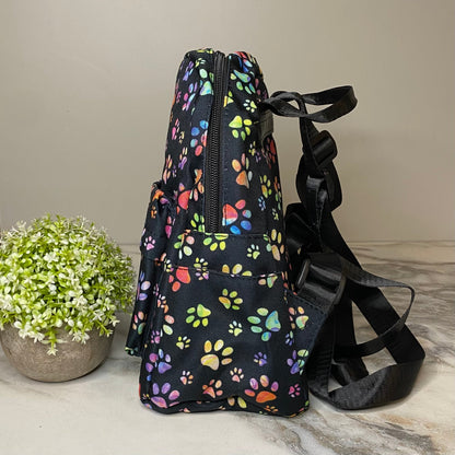 Mini Backpack - Black Rainbow Paw
