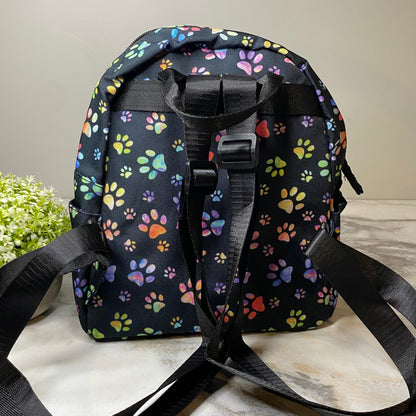 Mini Backpack - Black Rainbow Paw