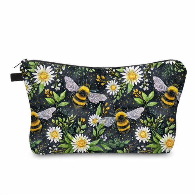 Pouch - Bees Daisy on Black