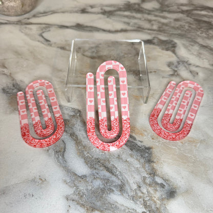 Jumbo Paperclip - Pink Glitter Hearts