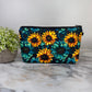 Pouch - Floral, Sunflower Teal & Yellow