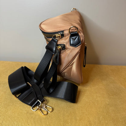The Roni Nylon Crossbody - Bronze + Black