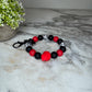 Silicone Bracelet Keychain - Halloween Skull - Red