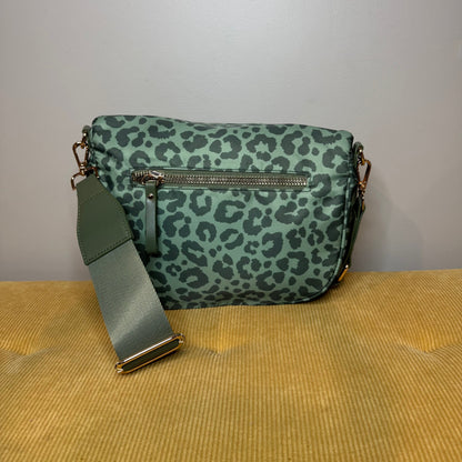 The Roni Nylon Crossbody - Animal Print Dark Green