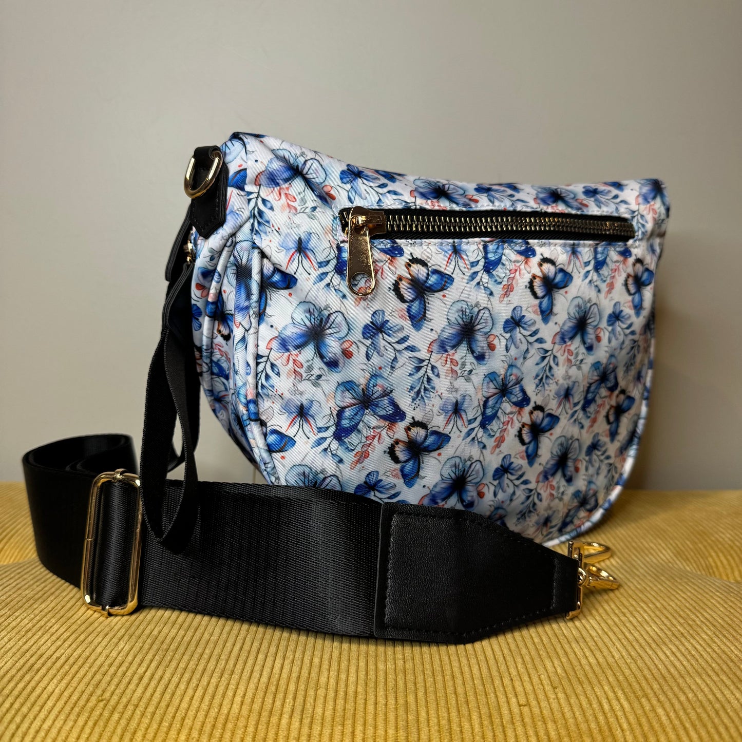 The Roni Nylon Crossbody - Blue Butterfly