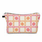 Pouch - Floral Checkered Heart Orange Pink