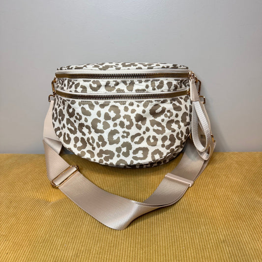 The Roni Nylon Crossbody - Animal Print Beige
