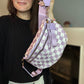 The Roni Nylon Crossbody - Checkered Light Purple