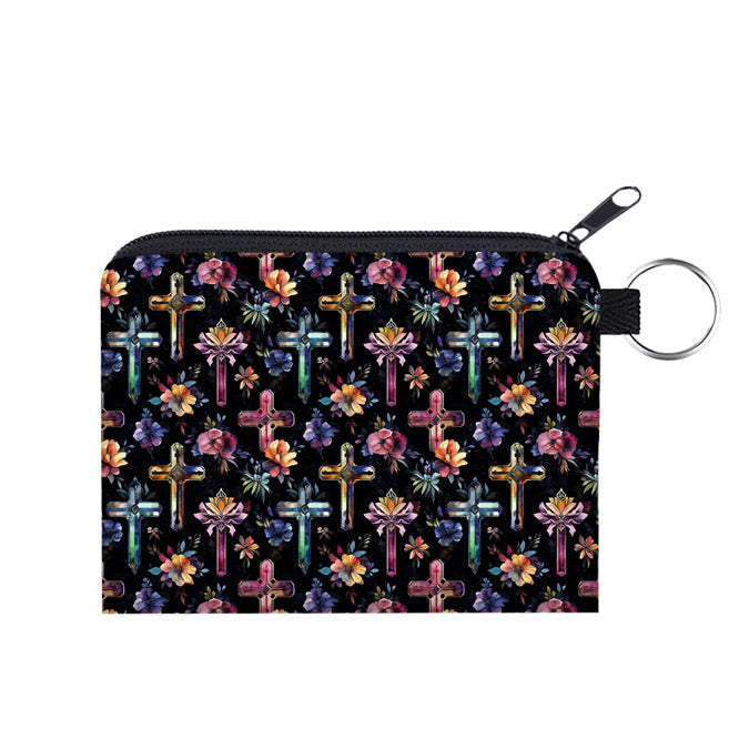 Mini Pouch - Religious Stained Glass Cross