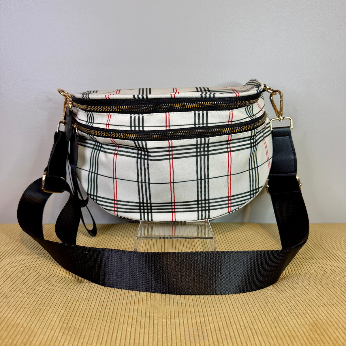 The Roni Nylon Crossbody - Plaid Stripe