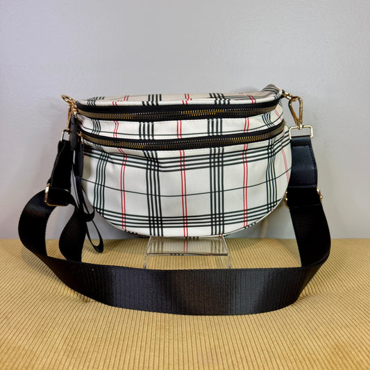 The Roni Nylon Crossbody - Plaid Stripe