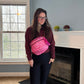 The Roni Nylon Crossbody - Animal Print Hot Pink