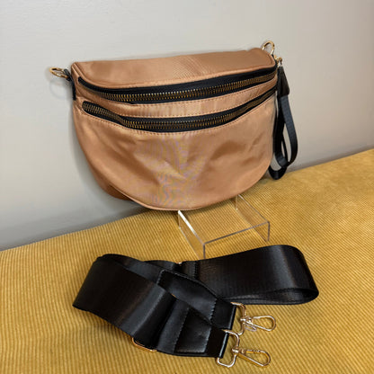 The Roni Nylon Crossbody - Bronze + Black