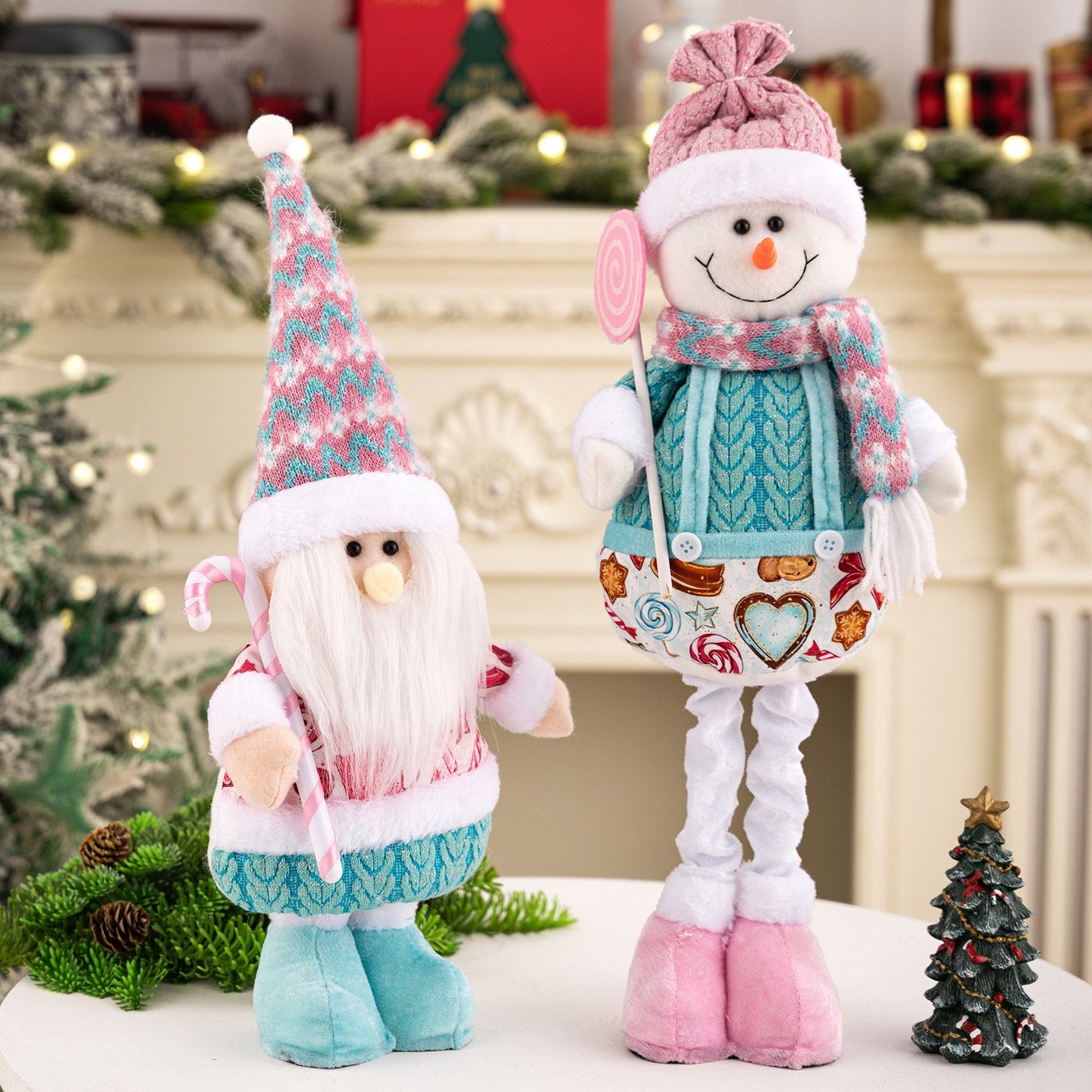 Telescopic Standing Christmas Decor - Pink & Blue