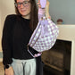 The Roni Nylon Crossbody - Checkered Light Purple