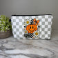 Pouch - Halloween Fall - Pumpkin Daisy Grey Checker