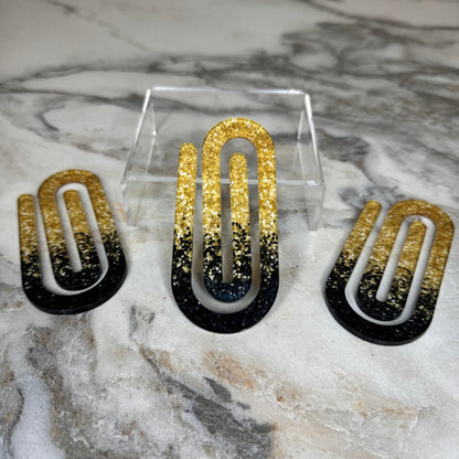 Jumbo Paperclip - Black & Gold Glitter