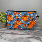 Pouch - Halloween Fall - Pumpkin Blue Floral