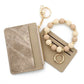 Denim Suede Bracelet Keychain & Card Holder Wallet