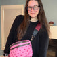The Roni Nylon Crossbody - Light Pink Hearts