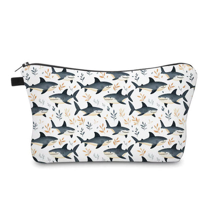 Pouch - Blue Shark on White