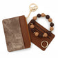 Denim Suede Bracelet Keychain & Card Holder Wallet