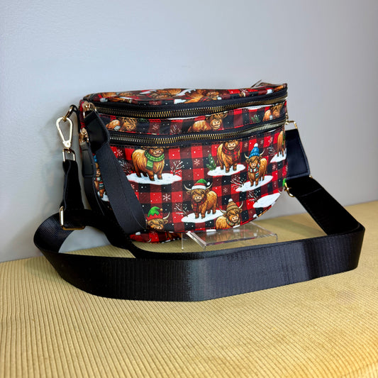 The Roni Nylon Crossbody - Christmas Winter Highland Cow