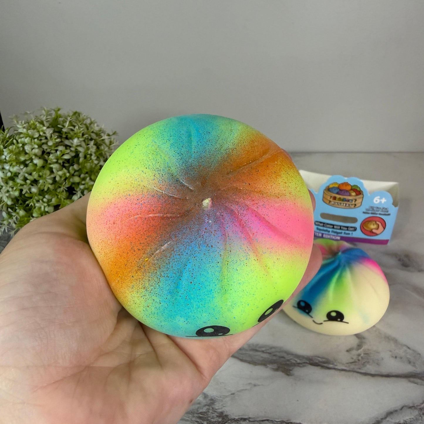 Squishy Toy - Viral Dumpling, Multi Color Spray Paint  + New Face