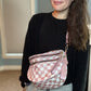 The Roni Nylon Crossbody - Checkered Medium Pink