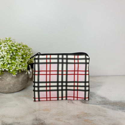 Mini Pouch - Plaid Pink & Tan